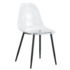 Modern minimalist transparent dining chair, plastic chair, armless crystal chair, Nordic creative makeup stool, negotiation chair, set of 4 pieces, black metal legs,TW-1200