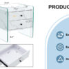 Double-drawer bedside table. The board surface is MDF sticker, and both sides are transparent tempered glass. The design is simple and elegant, with excellent storage functions.