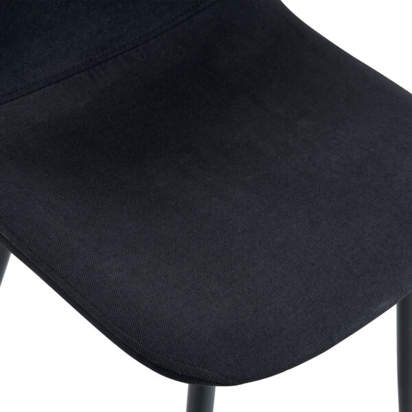 95252830a0184cc09e2f346ee977a71f_56db70598aa456a114330253bce52cb7 Table and chair set.A Modern Minimalist Circular Dining Table With A Diameter Of 33.3 Inches.Paired With 4 Black Linen-Cotton Material High Resilience Dining Chair with Metal Black Leg.