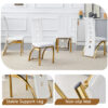 Table and chair set.63"*35.4" White Imitation Marble Pattern MDF Dining Table Set - 6 PU Chair With White Saddleback, Geometric Pattern Backrest,Golden Curved Metal Leg.Suitable For Various Scenes.