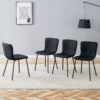 Luxury Minimalist Chairs - A set of 4 high quality dining chairs with black metal legs. The integral metal leg structure is suitable for various interior decoration styles.