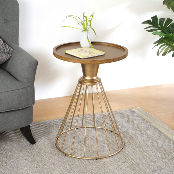 957885a935b741d29aa06543f280cbb9_438afde89d4c2697fdeb2ee3d7f189bc HOLLOW EDGE RETRO ART PINE SIDE TABLE, ANTIQUE GOLD + NATURAL COLOR