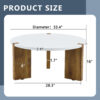 33.4-inch diameter minimalist circular MDF material coffee table, a stable and practical choice. The unique embedded design and the support of three table legs make the coffee table structure stable.