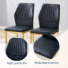 Luxury Simple Chair - Set of 6 BLACK PU Material High Resilience Dining Chair with Metal Gold Leg.The Chair Back Has a Vertical Stripe Design With Smooth And Uniform Lines.