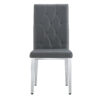 2 piece set of gray armless dining chairs brings a touch of elegance and mystery to the dining area with its deep gray tone,The grid and buckle design of the back add a vintage yet fashionable touch