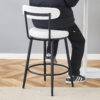 Fashionable and Comfortable - Two Sets of Ergonomic High Legged Bar Chairs,With White Fabric Cushions And a Total Height Of 35.5 Inches.Black And White Classic Color Scheme, Fashionable And Versatile.