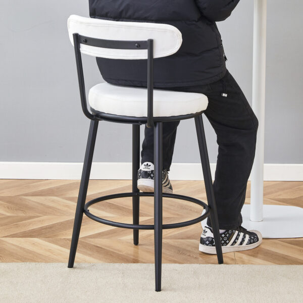 Fashionable and Comfortable - Two Sets of Ergonomic High Legged Bar Chairs,With White Fabric Cushions And a Total Height Of 35.5 Inches.Black And White Classic Color Scheme, Fashionable And Versatile.