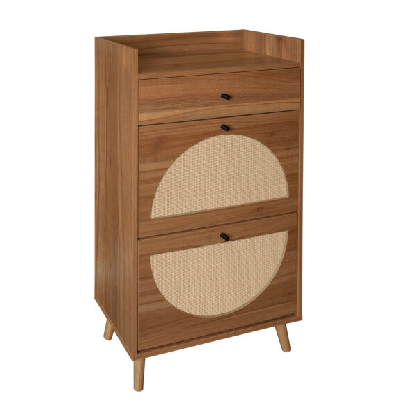 Rattan, Allen 2 Door 1 Drawer Cabinet, Shoe Rack, Double Layer, Suitable for Entrance