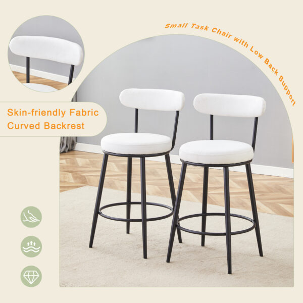 Fashionable and Comfortable - Two Sets of Ergonomic High Legged Bar Chairs,With White Fabric Cushions And a Total Height Of 35.5 Inches.Black And White Classic Color Scheme, Fashionable And Versatile.