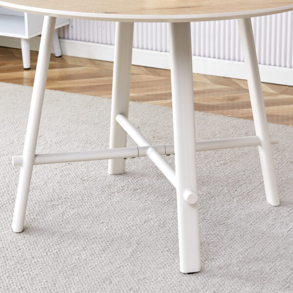 96518b91deba4b1988bd4651e8ff0509_09d4d927c39b640b2aa6e782a3bb9d04 Table and chair set, MDF desktop, white metal table legs, stable and beautiful, suitable for most styles of home. Modern simple dining table, comfortable seating.
