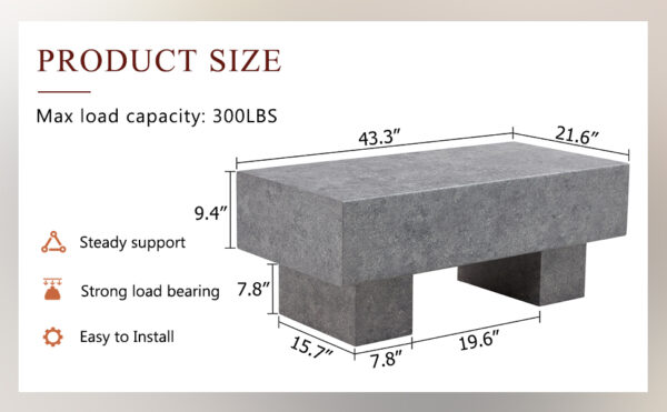 96542c6f6c0d47e29b085b558480ebc7_3ea3f824bf9be2ea2af703530dcac277 Modern Simple Gray Texture MDF Coffee Table - 43.3"x21.6"x17.2" Practical Model.Making it an ideal addition to any living room or apartment.