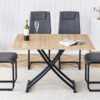 Modern minimalist multifunctional lift table with 0.8-inch MFC tabletop and black metal legs, can be used as dressing table, coffee table, dining table, and office desk.  LT-10055