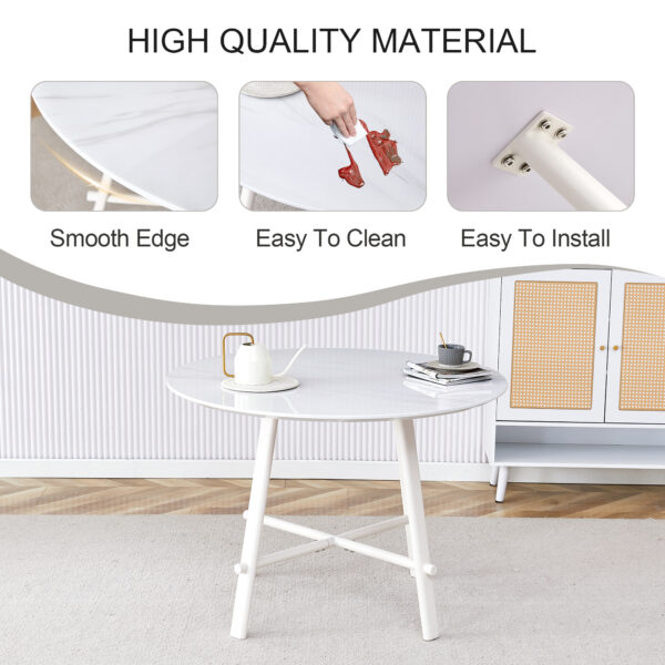 96ee3c751961460cb5cbf08f31e850d7_d3cc81e4cc23c8bff5f8b91084dddeb0 Table and chair set, MDF desktop, white metal table legs, stable and beautiful, suitable for most styles of home. Modern simple dining table, comfortable seating.
