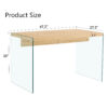 The top of the coffee table is made of medium density fiberboard and wooden stickers, with transparent tempered glass on both sides. The design is simple and elegant, with a sturdy structure.