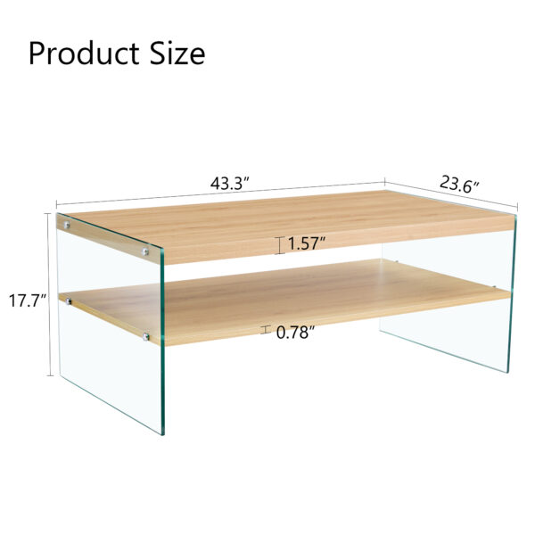 Three-tier side table and bunk coffee table set. The board is made of MDF with wood stickers and clear tempered glass on both sides. The design is simple and elegant, with powerful storage function