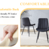 Extended Seat Cushion PU Black Dining Chair Set - Four Pieces,Ergonomic Design.Smooth line design,Integral metal leg structure,Can integrate well into various modern home decoration styles.
