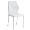 Luxury Simple Chair - Set of 6 White PU Material High Resilience Dining Chair with Metal Silver Leg.The Chair Back Has a Vertical Stripe Design With Smooth And Uniform Lines.