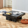 A modern and practical coffee table made of MDF material with black patterns. The fusion of elegance and natural fashion  31.4"*31.4"*12"