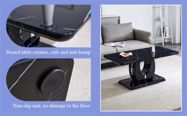 97bf46270ec046f9a96c767126d204b7_f7b437f949b6b71f6ce045a596283524 Modern minimalist black MDF pattern sticker pattern MDF rectangular coffee table. Add a peaceful and comfortable atmosphere to your home. MDF coffee table, black MDF pattern sticker, side table.