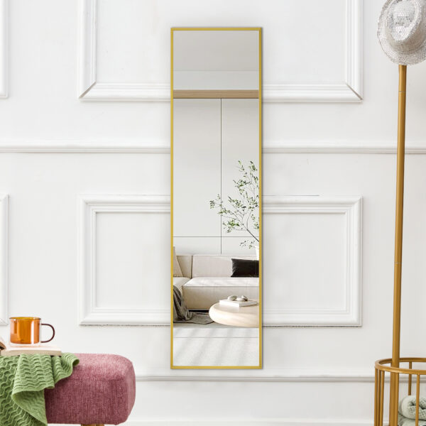 97c557d1be1845cfb947329f755b3277_f27d65f447f0ca732b6ebf2ed4b491f3 The 4rd generation aluminum alloy metal frame wall mounted full body mirror, bathroom makeup mirror, bedroom entrance, decorative mirror, quality upgrade, 59 "* 15.7"W1151125156