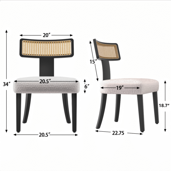 97c9faf2811e4f2f8464c16276c44536_4e791bbd2d11b8e8ffb5979da72c4d95 Mid Century Modern Dining Chairs Set of 2,Solid Wood and Rattan Net Back,Dining Room Chairs Accent Side Chairs for Dining Room,Black Frame and Beige Set Coushion