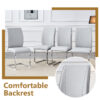 Table and chair set.63"*35.4" White Imitation Marble Pattern MDF Dining Table Set - 6 Soft and Comfortable Light Gray PU Chair With Arched Metal Silver Leg.Create Your Exclusive Low-Key Luxury Space.