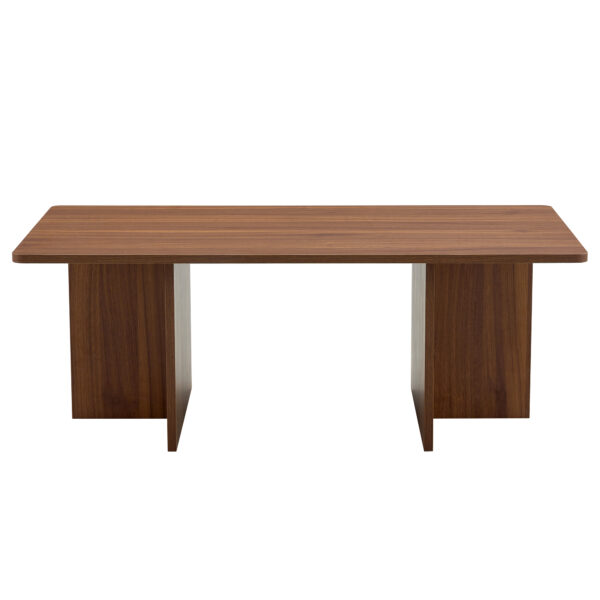 981c1f293b8c4d20ba81c31118617428_a8661794e7aa8cc67d3b291849dcd93c 44.8 Inch Walnut Wood Grain MDF Coffee Table - Modern Luxury, Stable Triangular Support.The coffee table is made of medium density fiberboard material and is suitable for living rooms, bedrooms,etc.
