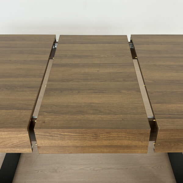 Rectangle extendable dining table for 6-10 people aged effect wood and black 160-200 cm