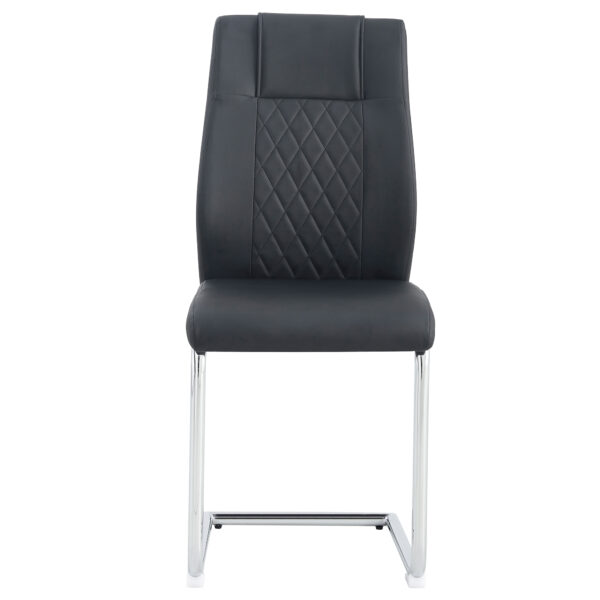 Modern Dining Chairs with Faux Leather Padded Seat Dining Living Room Chairs Upholstered Chair with Metal Legs Design for Kitchen, Living, Bedroom, Dining Room Side Chairs Set of 6 (Black+PU ) C-001