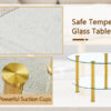 Contemporary Minimalist Double Layer Tempered Glass Coffee Table - 27.5" Top and 23.6" Bottom.Reinforced Glass Tabletop,Stainless Steel Gold Plated Legs.