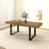 Rectangle extendable dining table for 6-10 people aged effect wood and black 160-200 cm