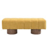 Upholstered Dining Bench for Dining Room, No-Assembly End of Bed Entryway Bench Ottoman for Bedroom Living Room, Yellow Chenille Fabric Stool Top Wood Leg 300 LBS Weight Capacity