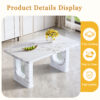 64.5 x 35.4 Inch Stylish Marble Textured Dining Table, Perfectly Blending Simplicity And Transparency. Made of MDF Material With White Marble Texture Stickers, It Exudes A Strong Sense Of Fashion.