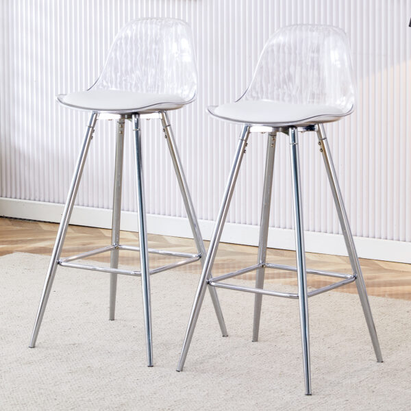 Modern and comfortable upholstered bar chairs, metal legs, small size bar chairs, suitable for part of the crowd, stylish design for dining room, kitchen, terrace and living room chairs.