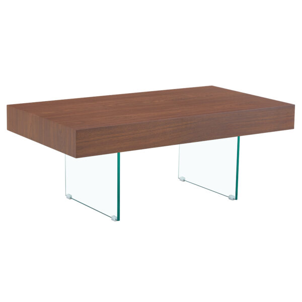 990582630572412ba443e1a4a152ab2b_7e5f5dca95a54e6df713ead858db087d Walnut Colored MDF Coffee Table - 39.3"x21.6" with Tempered Glass Legs.Density Board Sticker,Reinforced Glass Legs.Walnut Colored Texture Sticker.