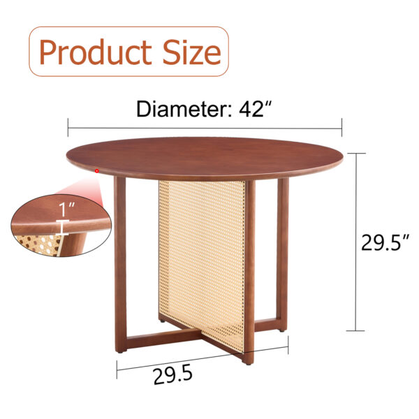 Chinese countryside retro solid wood round table, simple modern imitation rattan table, wooden table, desk. Suitable for dining room, living room, office