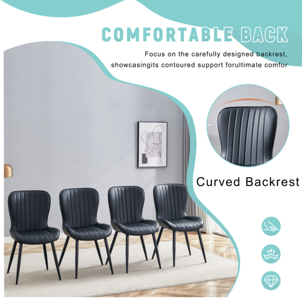 9926f9b3aba1449099a4cedfe0e7df68_2ab789f6006e04bbd64dcfd8a27a54e7 The Black Minimalist Ergonomic Dining Chair Comes In A Pack of 4, With A Comfortable Design Of Extended And Curved Seat Cushions, Unlocking A Comfortable And Minimalist New Sitting Posture.