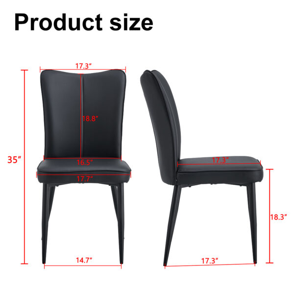 994b95a3d7154c56b4742fc6ed3b8ec9_20231018_e9e3ba846ee6fed5df2f0a18b18b7b9e Modern Black PU Chair Set - Two Pieces, The backrest has a vertical and smooth line design.Black Metal Leg.Suitable for placement in kitchen, living rooms, and other venues.W1151116750