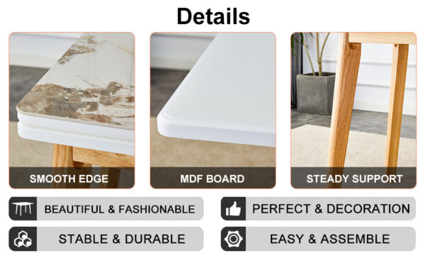 9980a9c67afd478b8e4f709780526dee_20240206_db4216d7103ce3a4377b01f97f68e8ac Imitation marble white sintered stone tabletop with rubber wooden legs, foldable computer desk, foldable office desk, suitable for restaurants, living rooms, terraces, kitchens