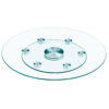 Double layer rotatable round glass.The rotatable design makes it more convenient to retrieve and place items.The upper glass has a diameter of 24 inches, while the lower glass15 inches.