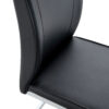 Luxury Simple Arch Chair - Set of 2 Black PU Material High Resilience Dining Chair with Arched Metal Silver Leg.