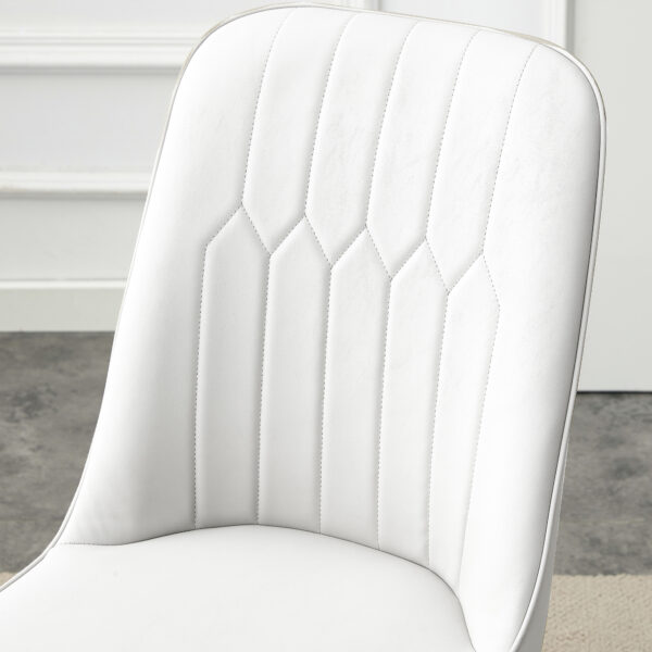 99d50c8366d44c61af263b0e78a7da79_fdebd1b558e765930282231c3fccedd0 Table and chair set.Luxurious Snow Mountain White Slab Round Dining Table Set - 47"x47" with 6 White PU Chairs.Sintered Stone Tabletop,MDF Table Leg,