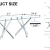 Large Modern Rectangular Glass Dining Table for 6-8 with 0.39" Tempered Glass Tabletop and Silver Chrome Metal Legs, for Kitchen.Tempered Glass Tabletop,Double Fork Metal Legs.W1151S03321
