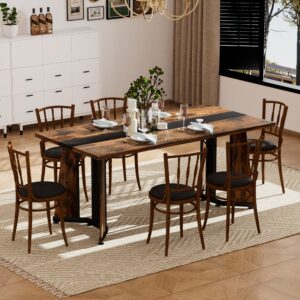70.9"Rectangular Large Dining Table, Waterproof Large Desk for 8 People, Deluxe Family Dining Table with Adjustable Legs for Kitchen,Living Room,Office, Rustic Brown,70.9''W x 35.4''D x 30.3''H