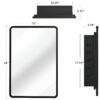 Black 16x24 inch  Metal Framed Wall mount or Recessed Mirror Cabinet