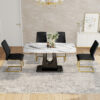Table and chair set, modern and minimalist dining table, imitation marble patterned tabletop, MDF legs with U-shaped brackets. Paired with comfortable chairs, suitable for dining and living rooms.