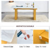 Table and chair set.Large modern rectangular table with 0.4 inch patterned glass tabletop and large MDF table legs.Comes with 6 chairs with faux leather cushioned seats and golden metal legs.