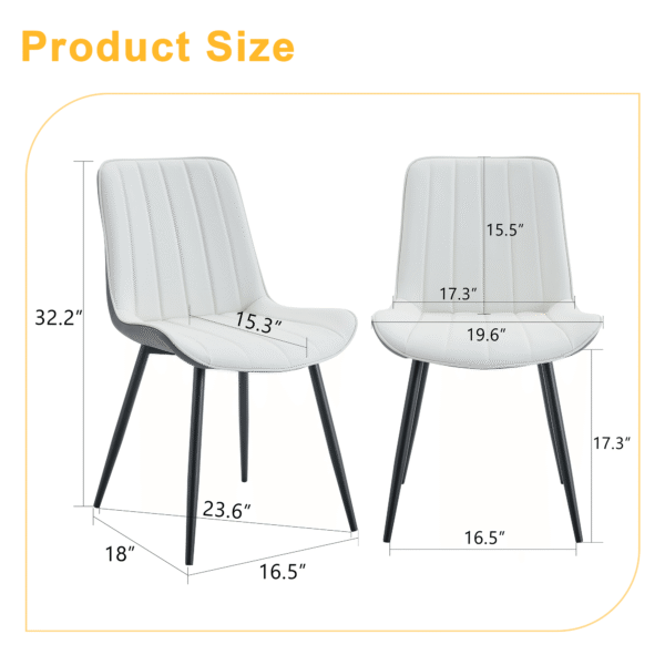 9a57751c0d9d4be7b0f0123cbe247378_36bbb25c98a467f62439a22c8bc84890 Extended Seat Cushion PU Dining Chair Set - Four Pieces.Smooth line design.Can integrate well into various modern home decoration styles.White and Dark Gray Splicing Colors.