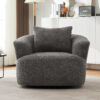 360° Swivel Chair, 38.2" Accent Chair Sofa, Upholstered Swivel Barrel Sofa Chair with a Throw Pillow for Living Room, Bedroom, Office and Hotel, Grey