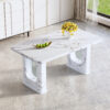 64.5 x 35.4 Inch Stylish Marble Textured Dining Table, Perfectly Blending Simplicity And Transparency. Made of MDF Material With White Marble Texture Stickers, It Exudes A Strong Sense Of Fashion.